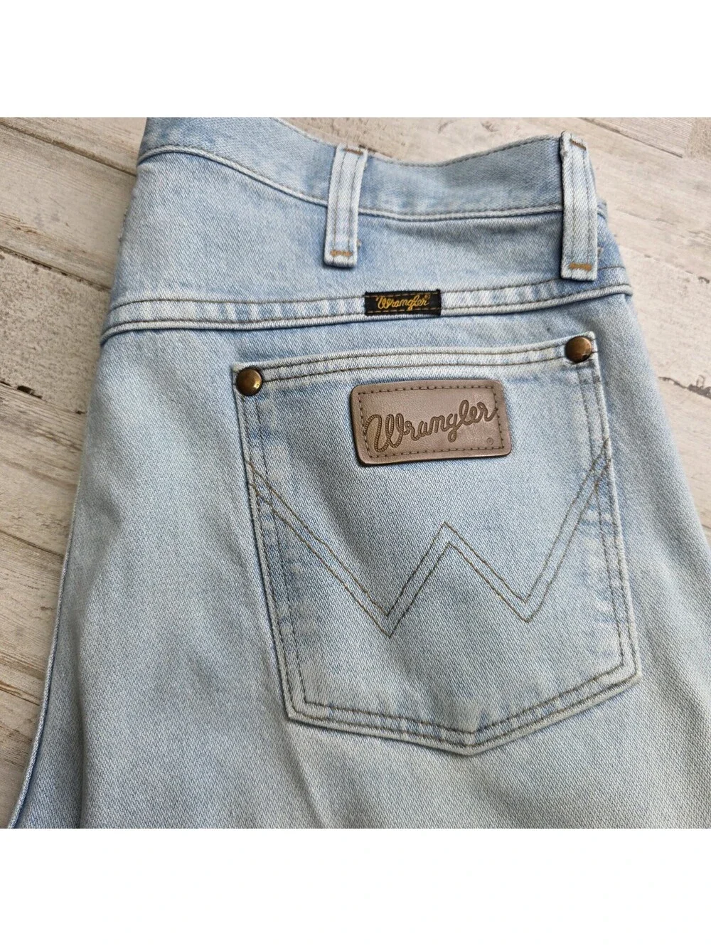 VTG Wrangler Jeans Mens 34x30 Cowboy Cut Light Wash Denim Boot - Western 13MWZGH
